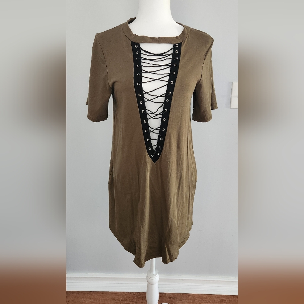 olive green tshirt dress
